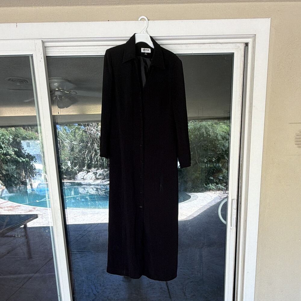Kasper Women’s 10 Black Solid Shirt Dress Collared Button Front Long Sleeve